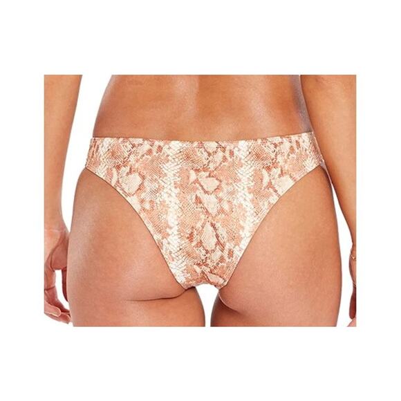 Vitamin A Womens Pink & Brown Snake Print Cut-Out Swim Bottom 12 NWT - Picture 2 of 2